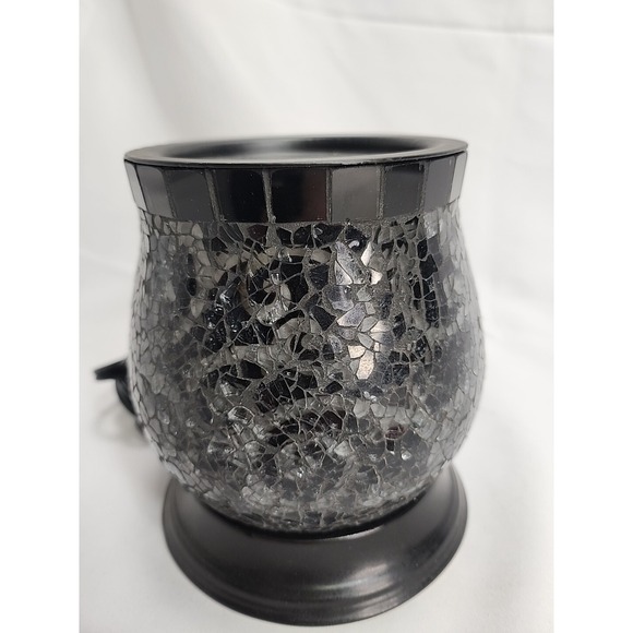 PartyLite Silver/Black Glass Swirl Wax Warmer Scent Glow Scentglow Electric - Picture 9 of 16